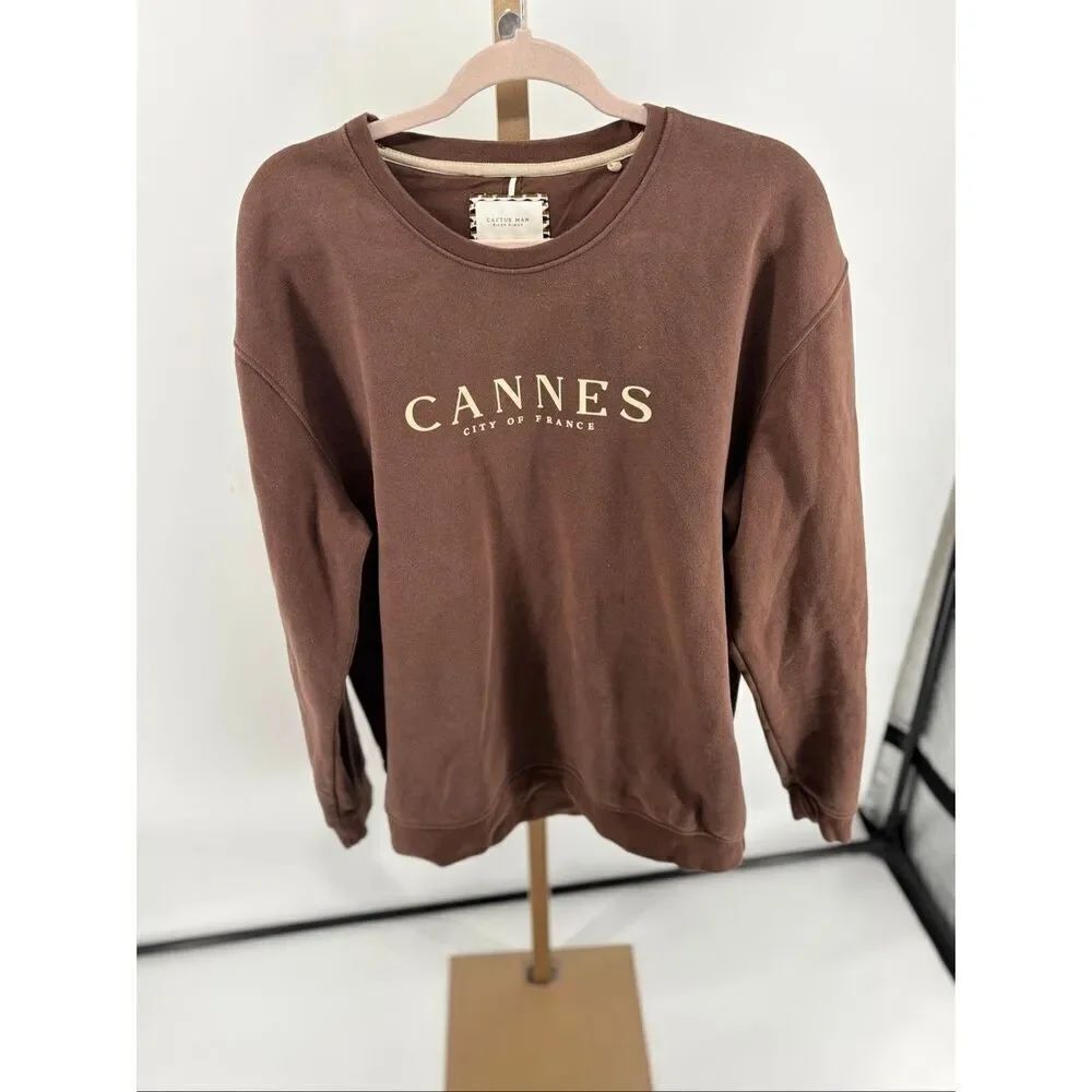 Cactus Man Ricky Singh Cannes Graphic Crewneck Sweatshirt XL Brown